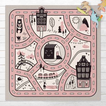 Kork-Teppich - Spielteppich Skandinavien - Die rosane Stadt - Quadrat 1:1