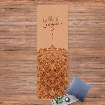 Yogamatte Kork - Spruch All you need is Yoga Orange