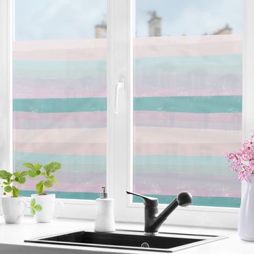 Fensterfolie - Sichtschutz - Streifen in Pastellfarben - Fensterbilder