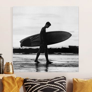 Leinwandbild - Surferboy im Schattenprofil - Quadrat 1:1
