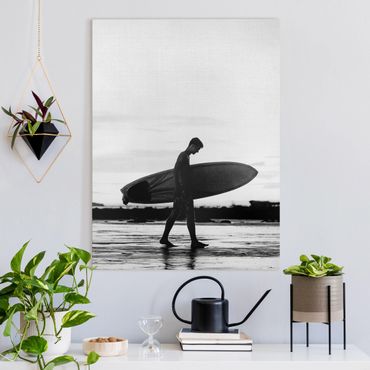 Leinwandbild - Surferboy im Schattenprofil - Hochformat 3:4
