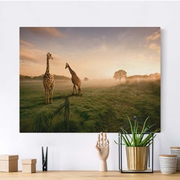 Leinwandbild Natur - Surreal Giraffes - Querformat 4:3