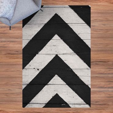 Kork-Teppich - Symmetrie auf Holzbalken Weiß - Hochformat 2:3