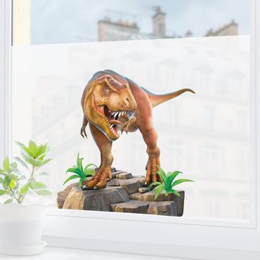 Fensterfolie - Sichtschutz - T-Rex schaut ins Fenster - Fensterbilder