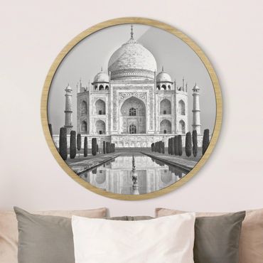 Rundes Gerahmtes Bild - Taj Mahal mit Garten