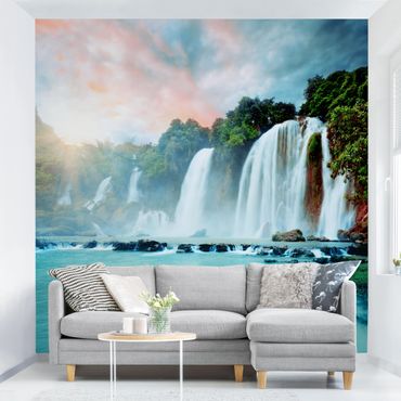 Fototapeten Tapete Fototapete Vlies Wasserfall Wandbild XXL 3D Effekt Wohnzimmer 