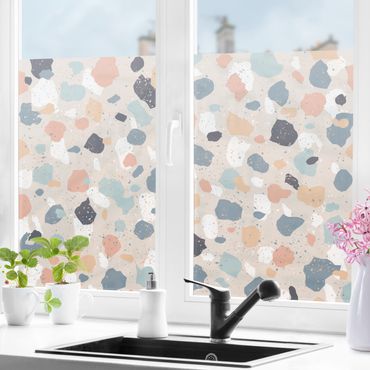 Fensterfolie - Sichtschutz - Terrazzo Muster - Fensterbilder