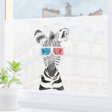 Fensterfolie - Sichtschutz - Tier Party - Zebra - Fensterbilder