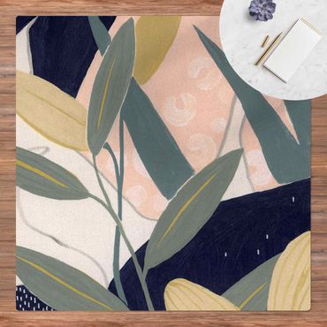 Kork-Teppich - Tropische Blumen der Nacht - Quadrat 1:1