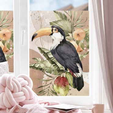 Fensterfolie - Sichtschutz - Tropische Vögel - Tukan - Fensterbilder