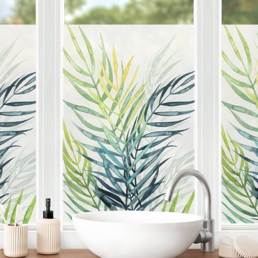 Fensterfolie - Sichtschutz - Tropisches Blattwerk - Palme - Fensterbilder