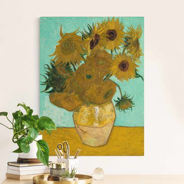 Leinwandbild - Vincent van Gogh - Vase mit Sonnenblumen - Hoch 3:4