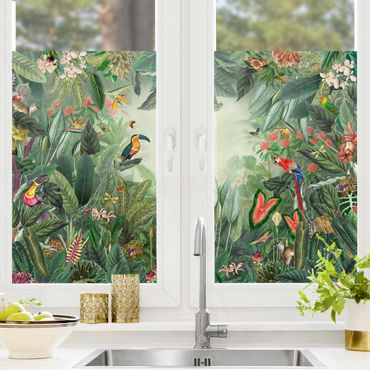 Fensterfolie - Sichtschutz - Vintage Bunter Dschungel - Fensterbilder