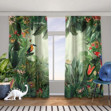 Vorhang - Vintage Bunter Dschungel
