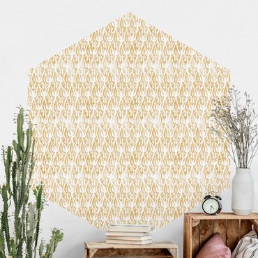 Hexagon Mustertapete selbstklebend - Vintage Muster Filigrane Pflanzen