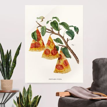 Glasbild - Vintage Pflanze - Pizza - Hochformat 3:4