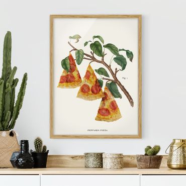 Bild mit Rahmen - Vintage Pflanze - Pizza - Hochformat 3:4