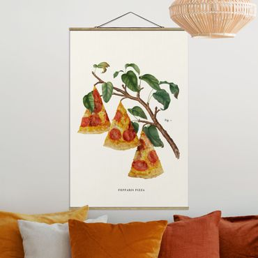 Stoffbild mit Posterleisten - Vintage Pflanze - Pizza - Hochformat