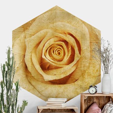 Hexagon Mustertapete selbstklebend - Vintage Rose