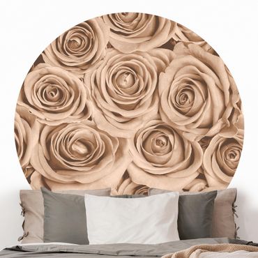 Runde Tapete selbstklebend - Vintage Rosen