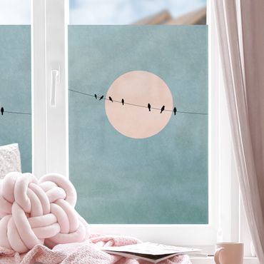 Fensterfolie - Sichtschutz - Vögel vor rosa Sonne I - Fensterbilder