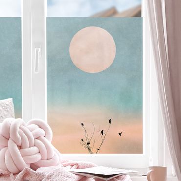 Fensterfolie - Sichtschutz - Vögel vor rosa Sonne II - Fensterbilder