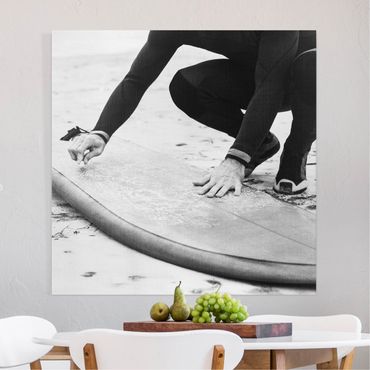 Leinwandbild - Wachsen des Surfboards - Quadrat 1:1