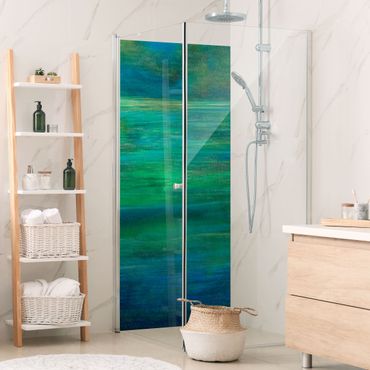 Duschrückwand - Wasserspiegel in satten Farben