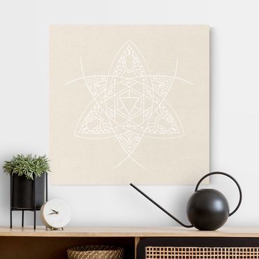 Leinwandbild Natur - Weiße Linien - Mandala Triangel - Quadrat 1:1