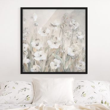 Bild mit Rahmen - Weiße sommerliche Blumen