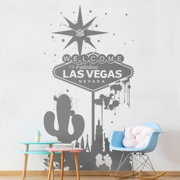 Wandtattoo-Uhr Welcome to Las Vegas
