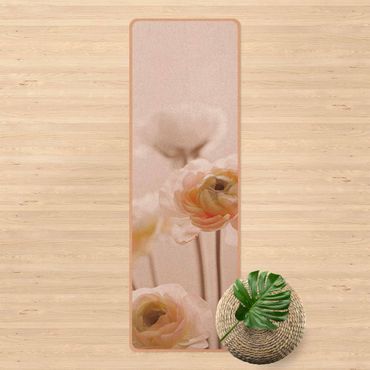 Yogamatte Kork - Zarter Strauch an Rosa Blüten