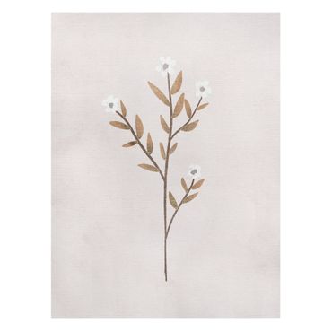 Leinwandbild - Zarter Zweig mit weißen Blüten - Hochformat 3:4