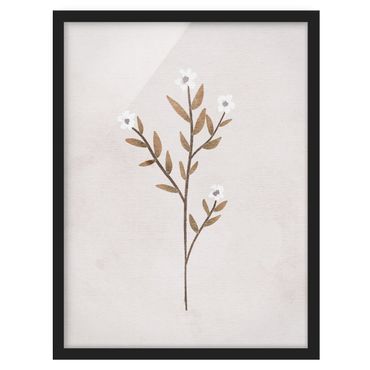 Bild mit Rahmen - Zarter Zweig mit weißen Blüten