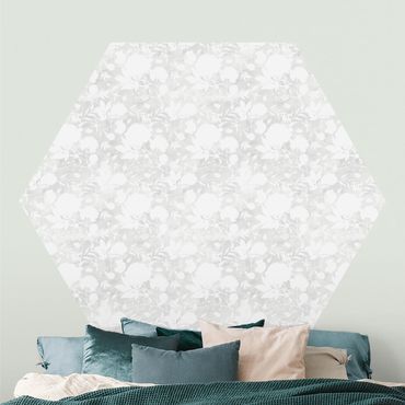 Hexagon Mustertapete selbstklebend - Zartes Aquarell Blüten Muster