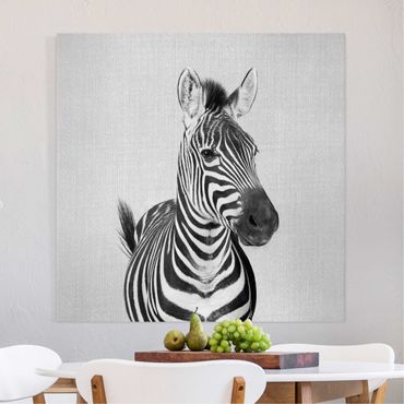 Leinwandbild - Zebra Zilla Schwarz Weiß - Quadrat 1:1