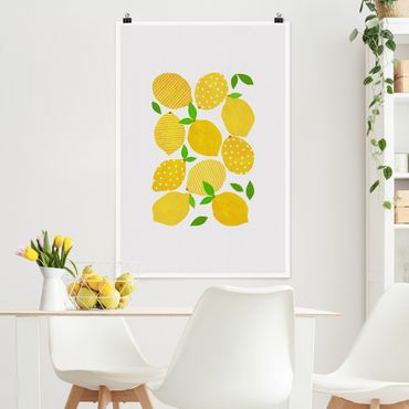 Poster - Zitronen mit Punkten - Hochformat 2:3