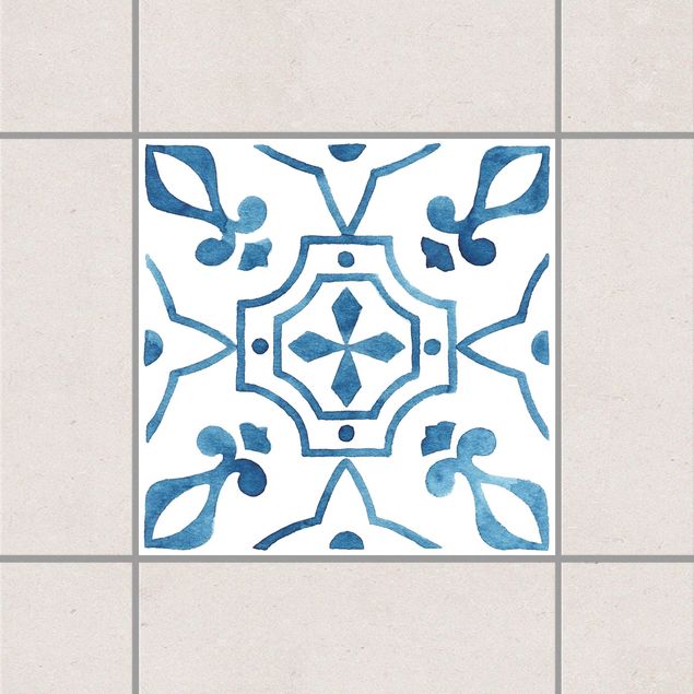 Fliesenaufkleber Muster Muster Blau Weiß Serie No.9