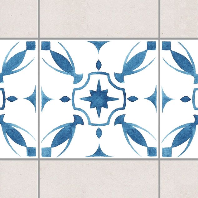 Fliesenfolie Muster Muster Blau Weiß Serie No.1