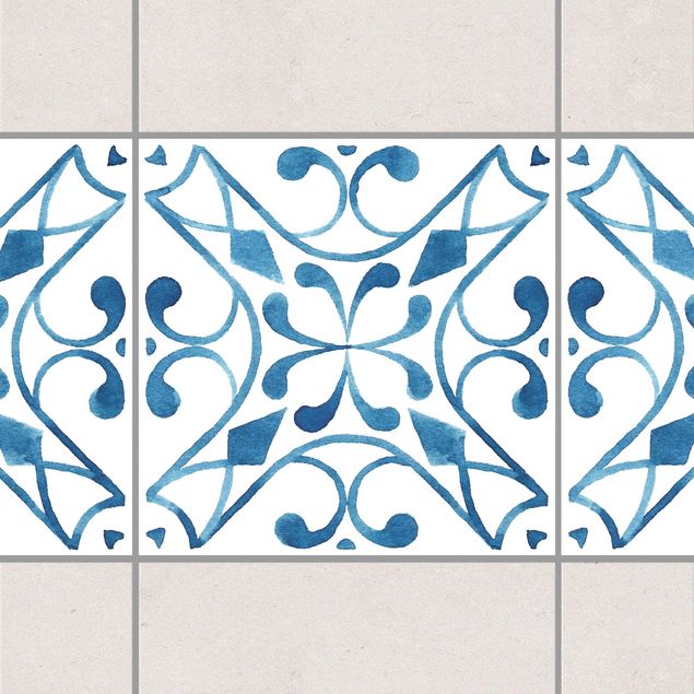 Fliesenaufkleber Muster Muster Blau Weiß Serie No.3
