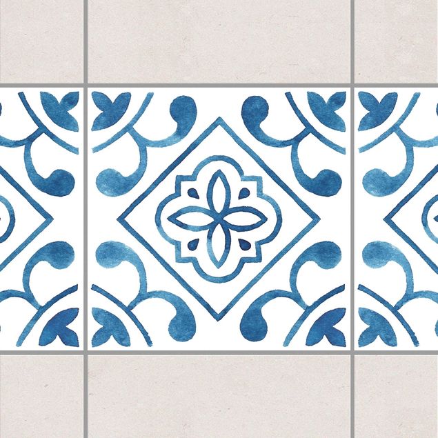 Fliesenfolie Muster Muster Blau Weiß Serie No.2