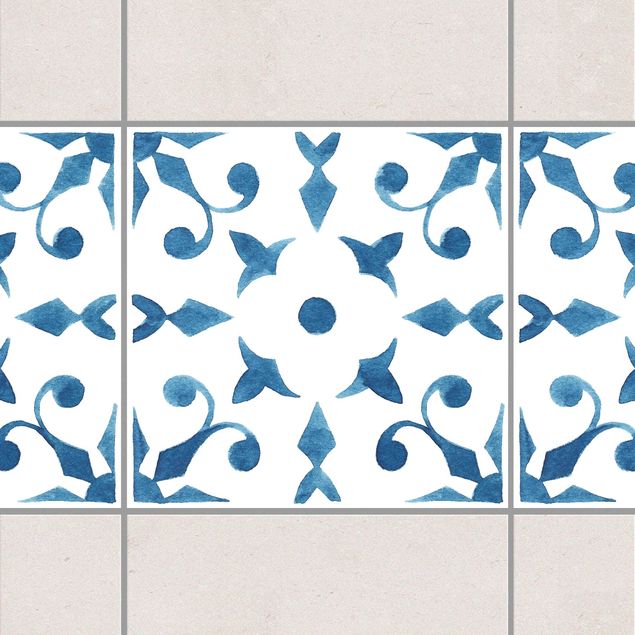 Fliesenaufkleber Muster Muster Blau Weiß Serie No.6