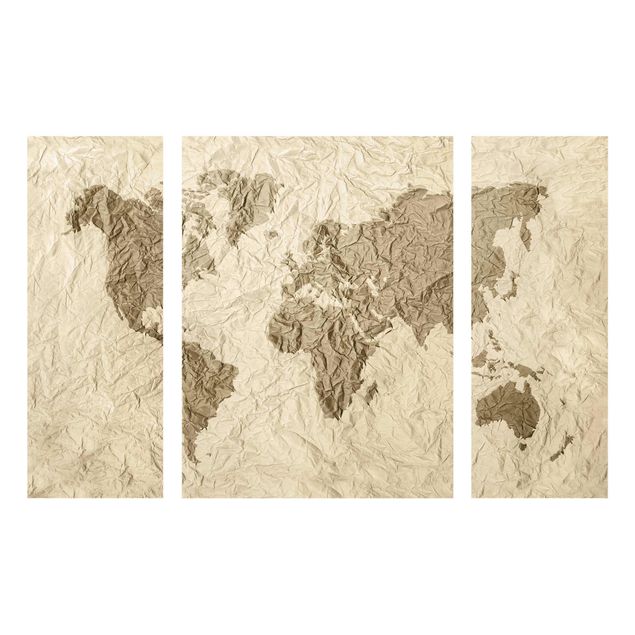 Bilder für die Wand Papier Weltkarte Beige Braun