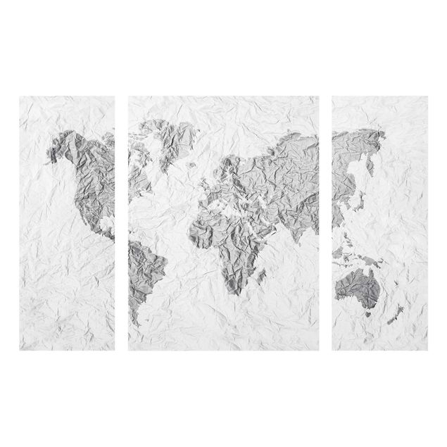 Schöne Wandbilder Papier Weltkarte Weiß Grau