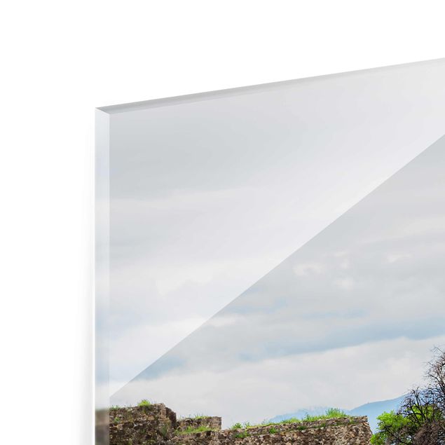 Glasbild mehrteilig - Pyramide von Monte Alban 3-teilig