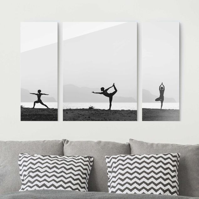 Wandbilder Glas XXL Yoga Trio