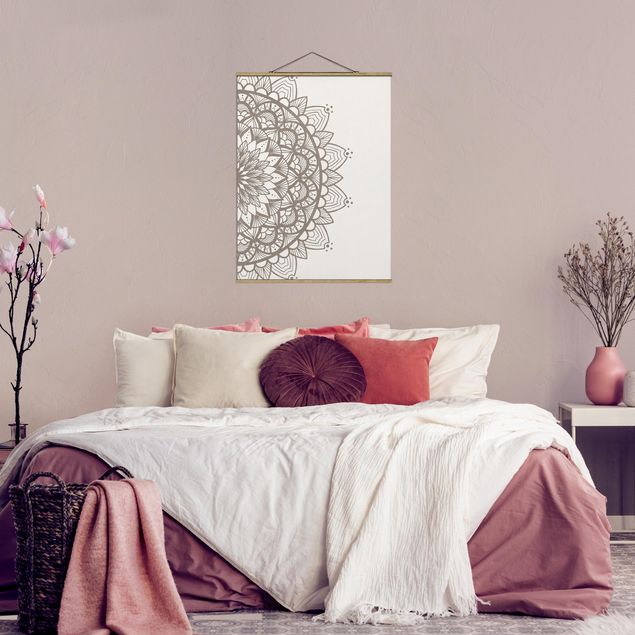 Stoffbilder Mandala Illustration shabby Set beige weiß