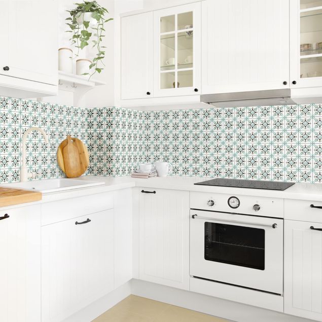 Küchenrückwand Muster Fliesenspiegel braun-türkis