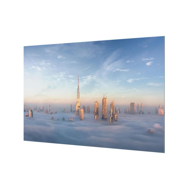 Spritzschutz Glas - Dubai über den Wolken - Querformat - 3:2