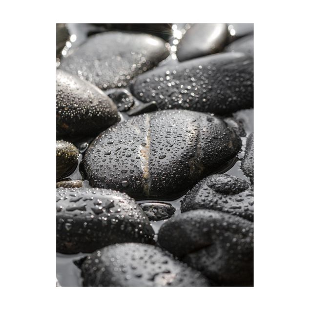 Teppich Steinoptik Schwarze Steine im Wasser